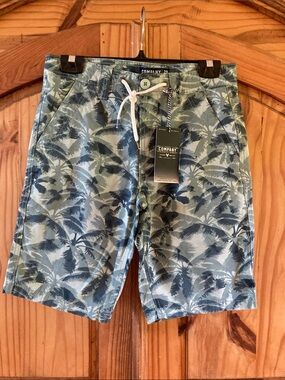Men’s Company Eighty One aqua green palm trees long chino shorts size 29 - NWT